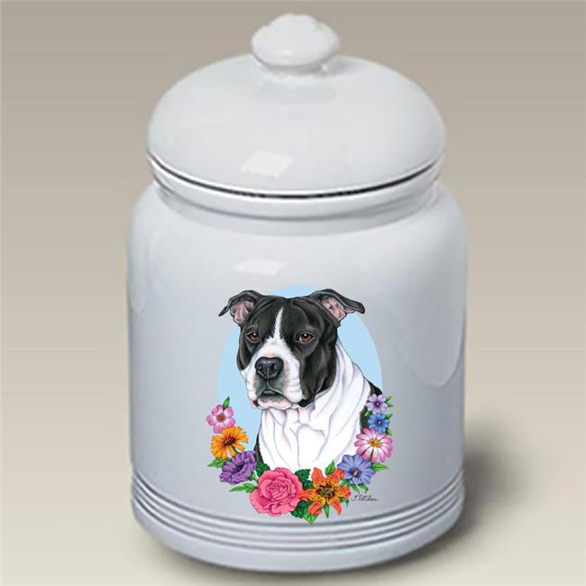 Picture of Best of Breed 92405 Pit Bull Black & White TP Ceramic Doggie Treat Jar