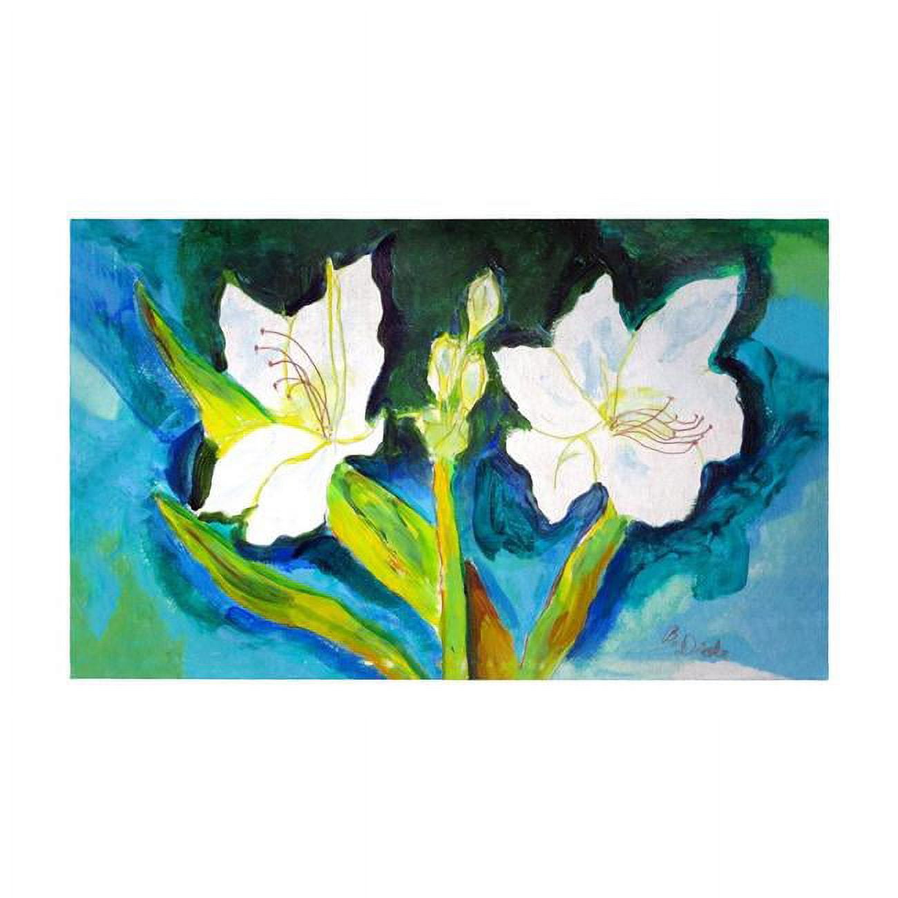Picture of Betsydrake DM1139G 30 x 50 in. White Lily Door Mat - Large
