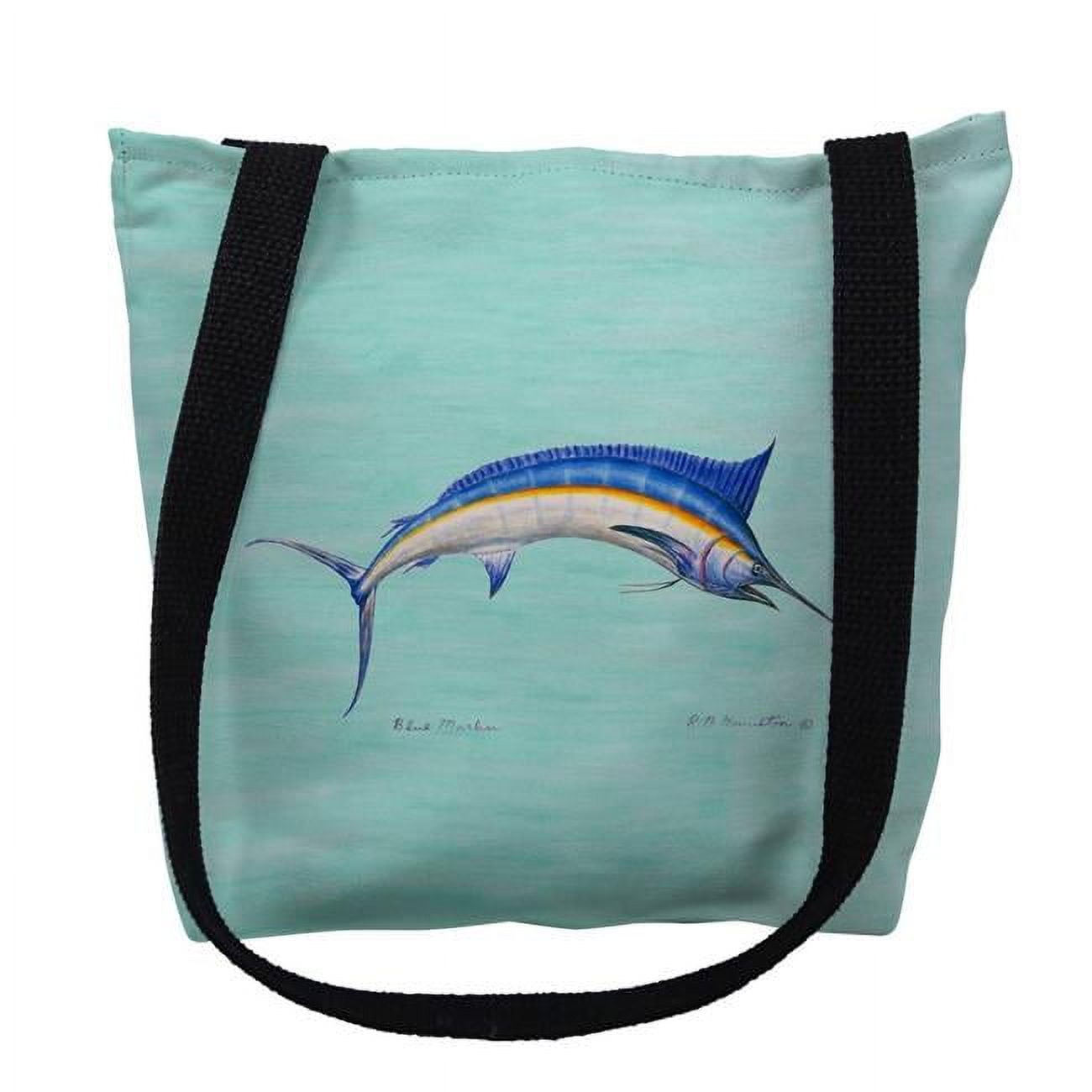 18 x 18 in. Blue Marlin - Teal Tote Bag - Large