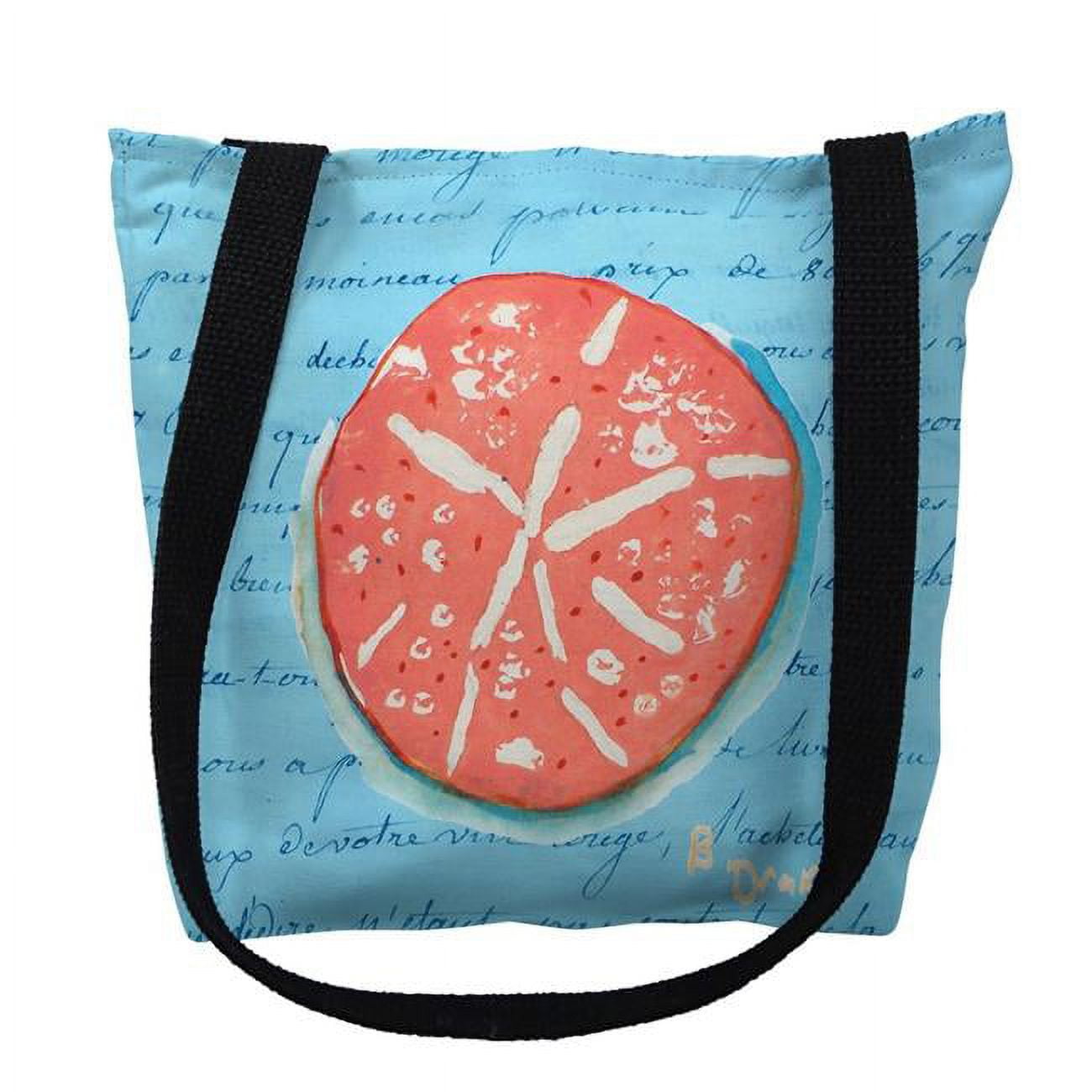 18 x 18 in. Coral Sand Dollar Blue Script Tote Bag - Large