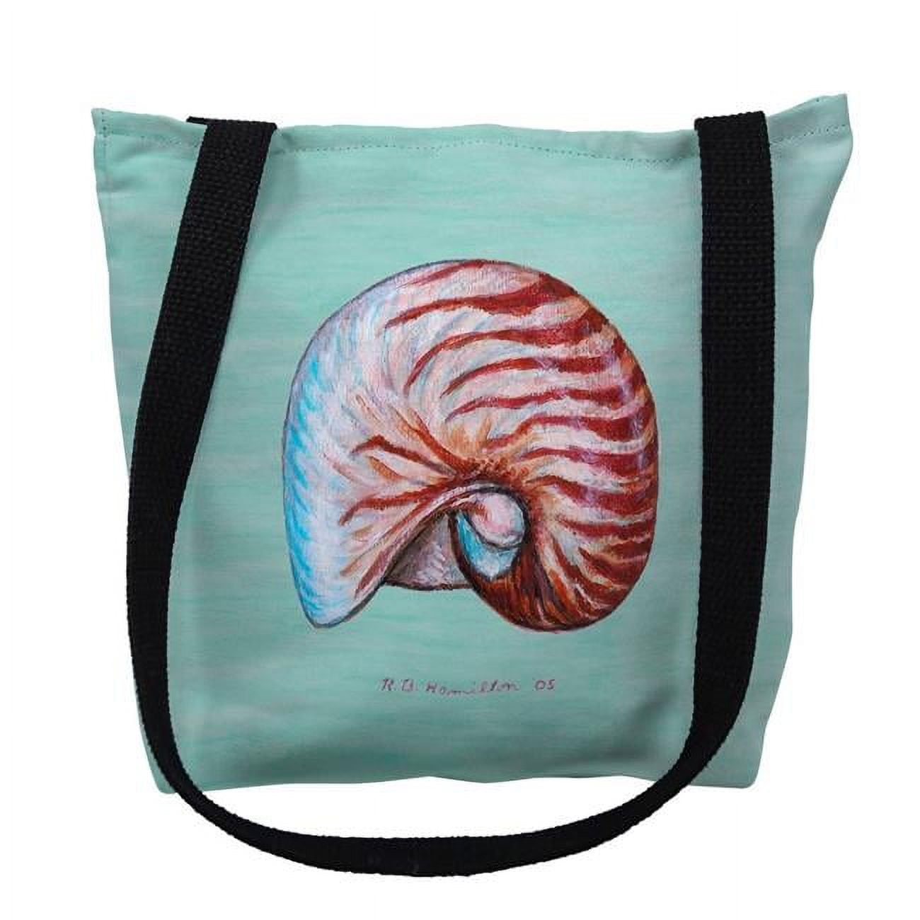 18 x 18 in. Nautilus Shell on Aqua Tote Bag - Large