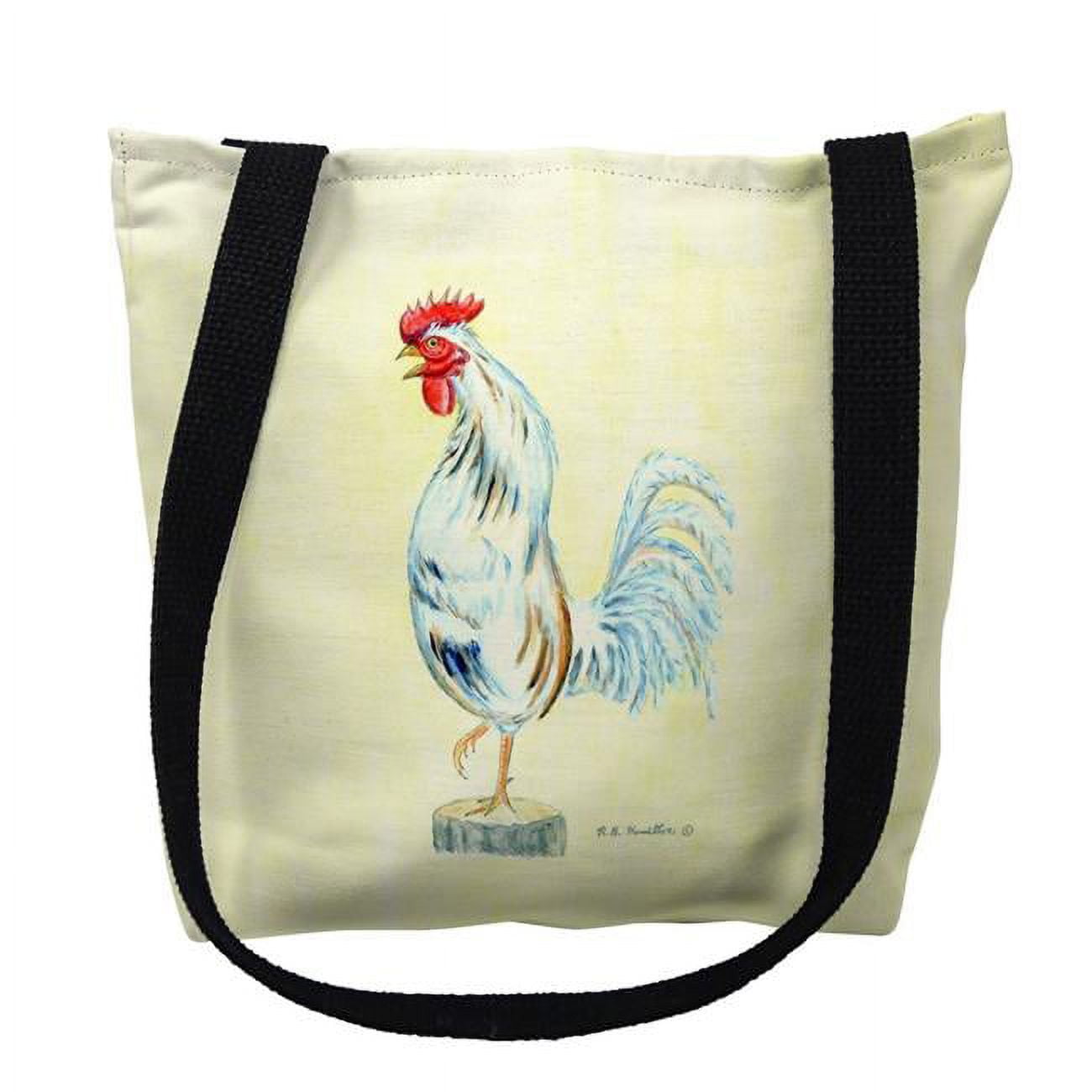 18 x 18 in. White Rooster on Yellow Tote Bag - Large