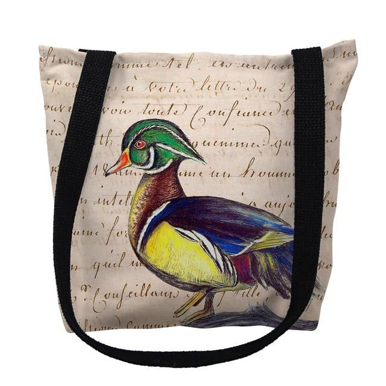 18 x 18 in. Male Wood Duck Script Tote Bag - Large