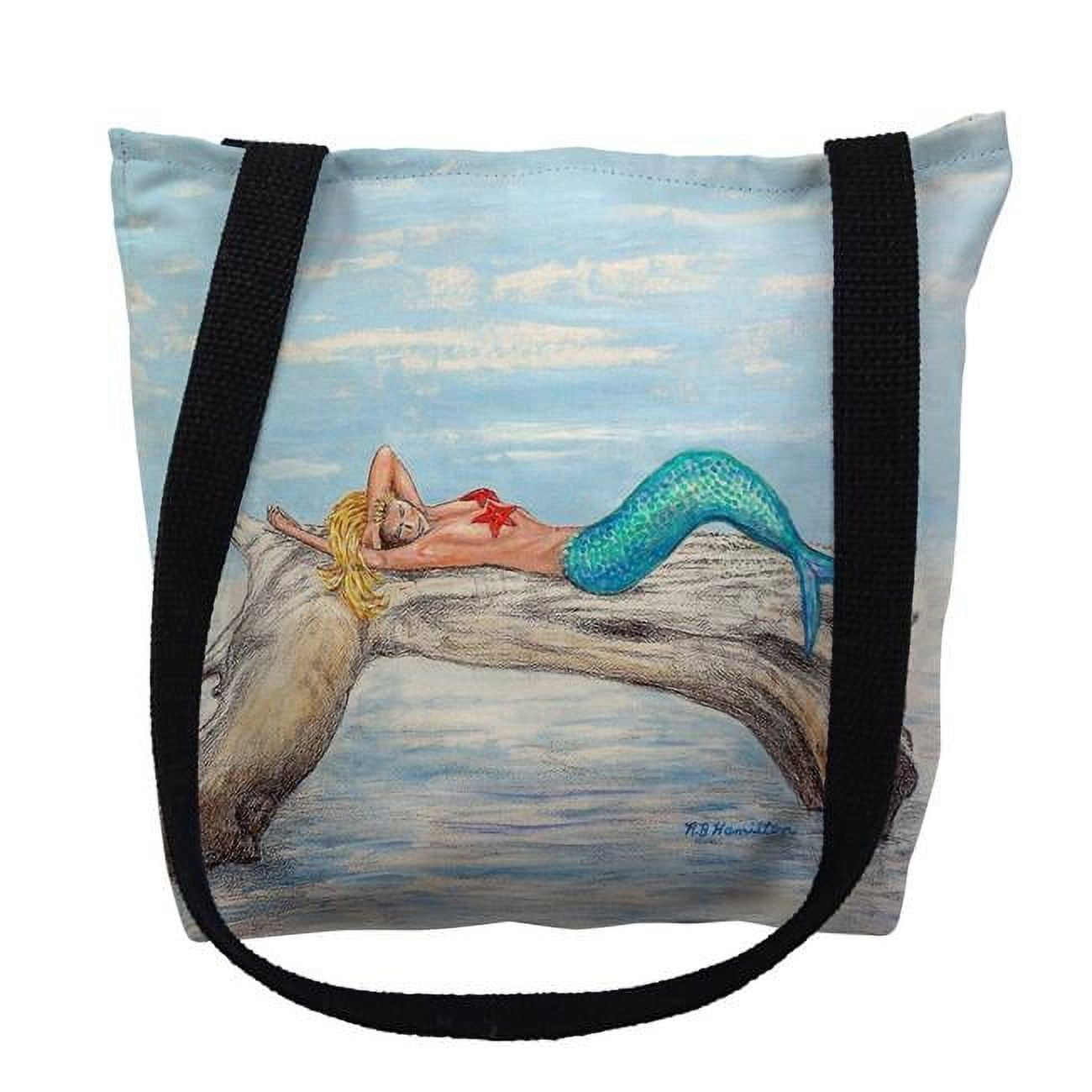 18 x 18 in. Mermaid on Log Left Tote Bag - Large