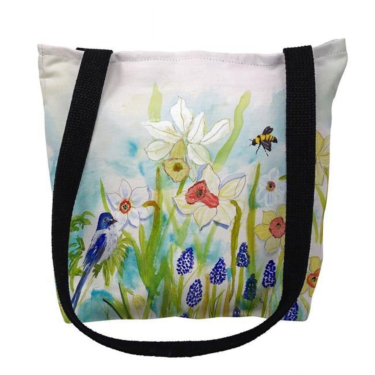 18 x 18 in. Bird & Daffodils Tote Bag - Large