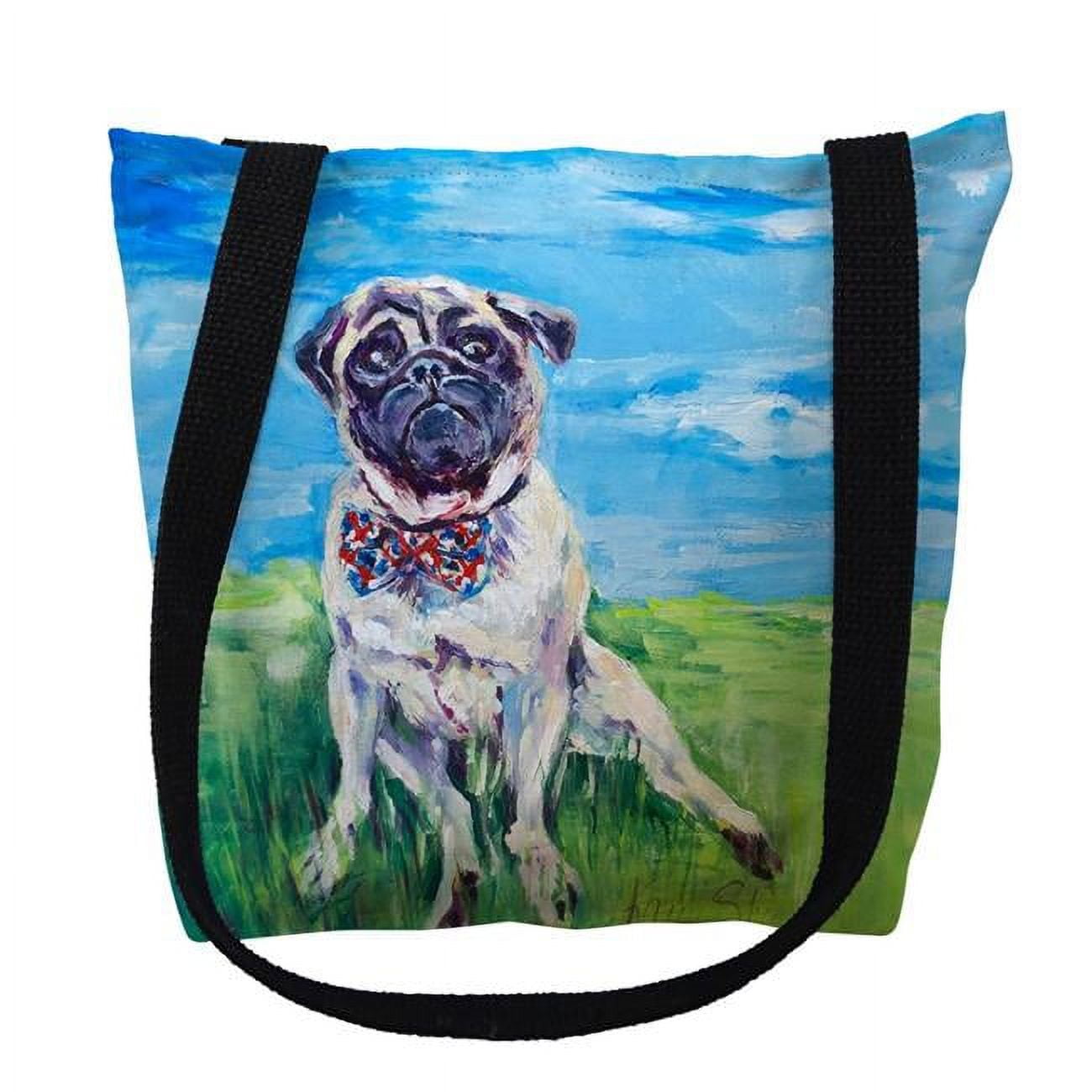 18 x 18 in. Gus in Yard - Pug Tote Bag - Large