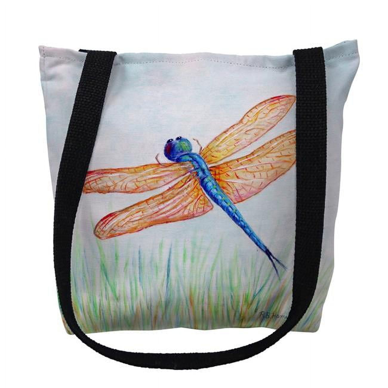 18 x 18 in. Amber & Blue Dragonfly Tote Bag - Large