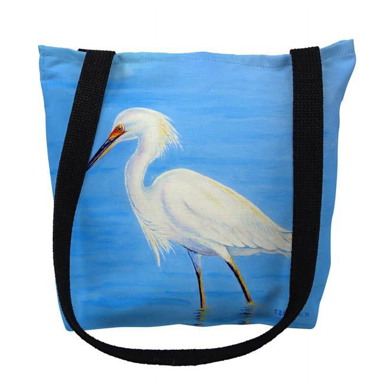 18 x 18 in. Stalking Snowy Egret Tote Bag - Large