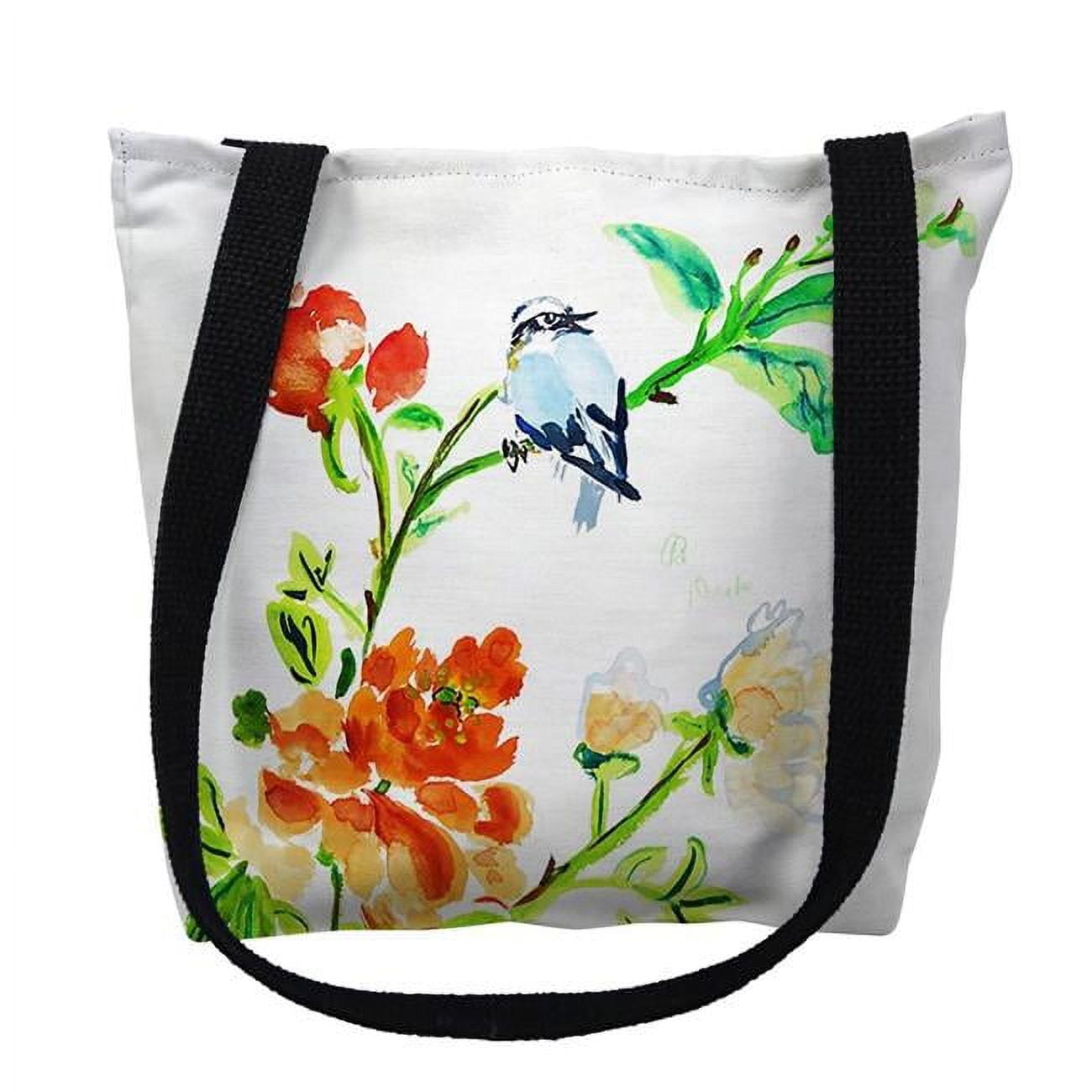 18 x 18 in. Blue Bird & Flowers Tote Bag - Large