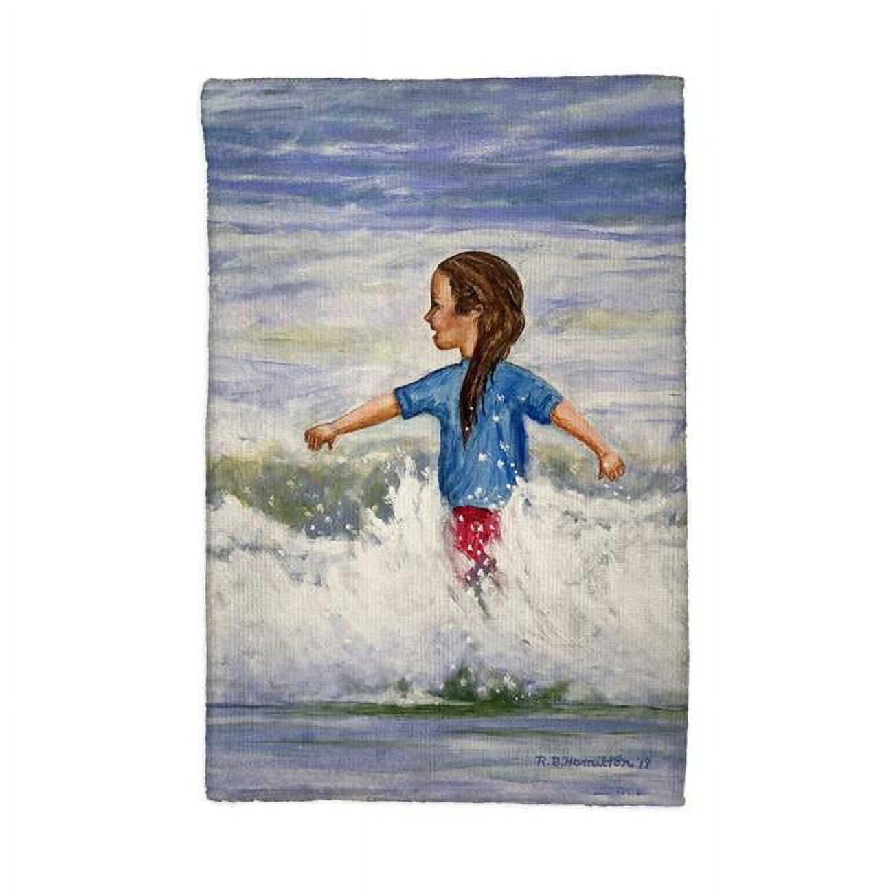 Picture of Betsydrake KT1156 16 x 25 in. Girl in Surf Kitchen Towel