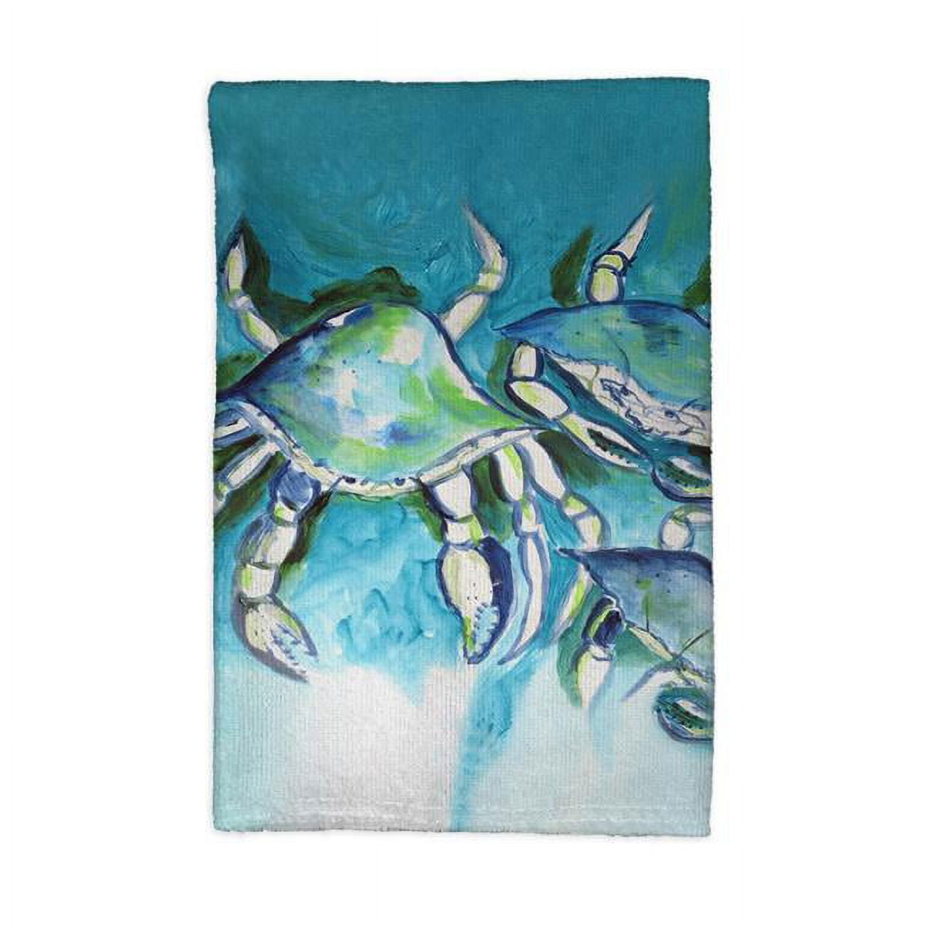 Picture of Betsydrake KT1134 16 x 25 in. White Crabs Kitchen Towel