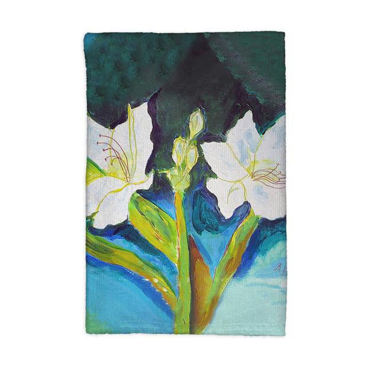 Picture of Betsydrake KT1139 16 x 25 in. White Lilies Kitchen Towel