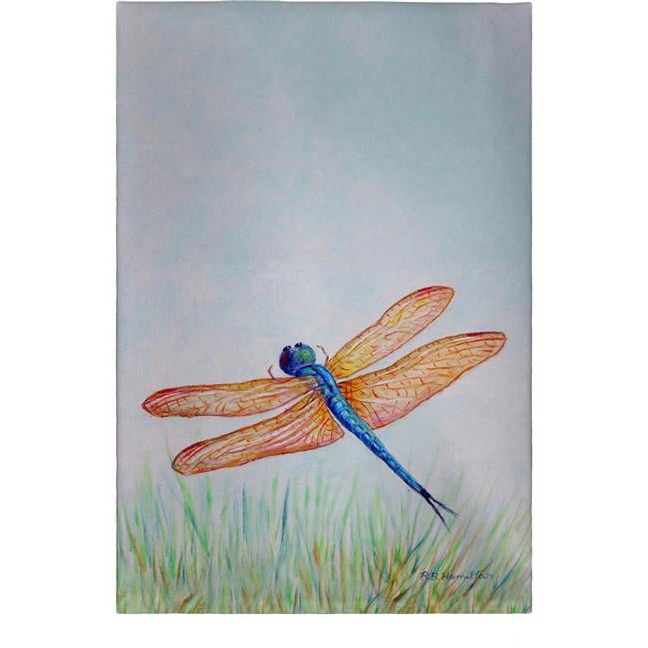 Picture of Betsydrake GT1045 20 x 20 in. Amber & Blue Dragonfly Guest Towel