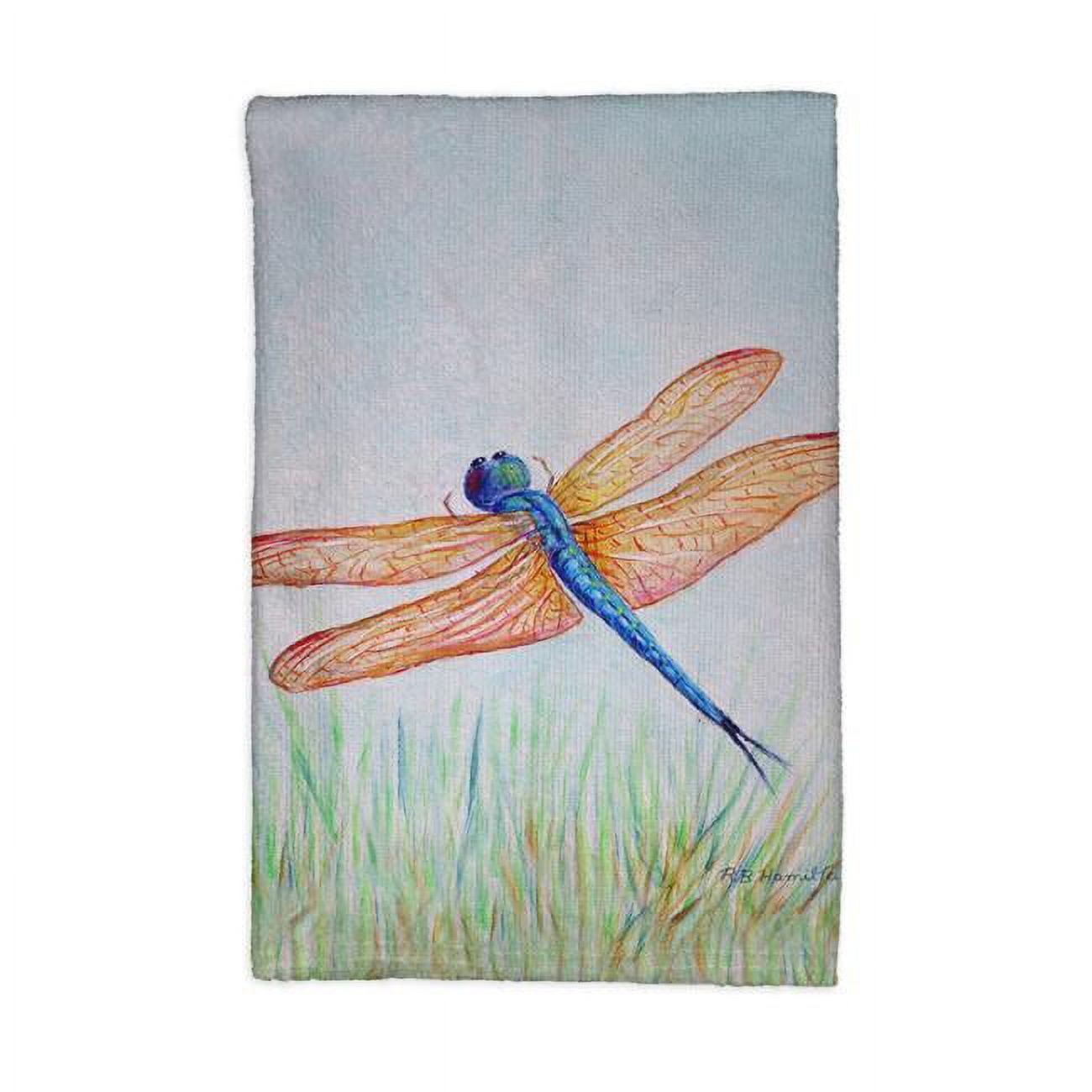 Picture of Betsydrake KT1045 16 x 25 in. Amber & Blue Dragonfly Kitchen Towel