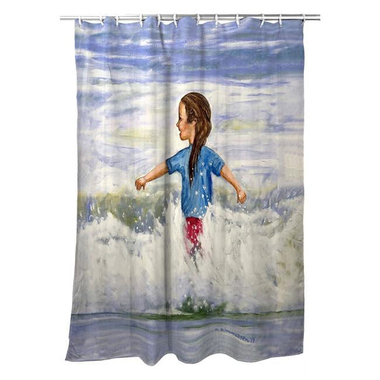 Picture of Betsydrake SH1156 71 x 74 in. Girl in Surf Shower Curtain