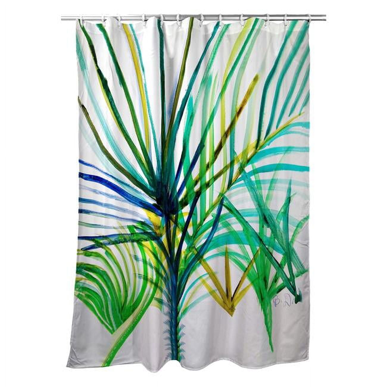 Picture of Betsydrake SH1157 71 x 74 in. Teal Palms Shower Curtain