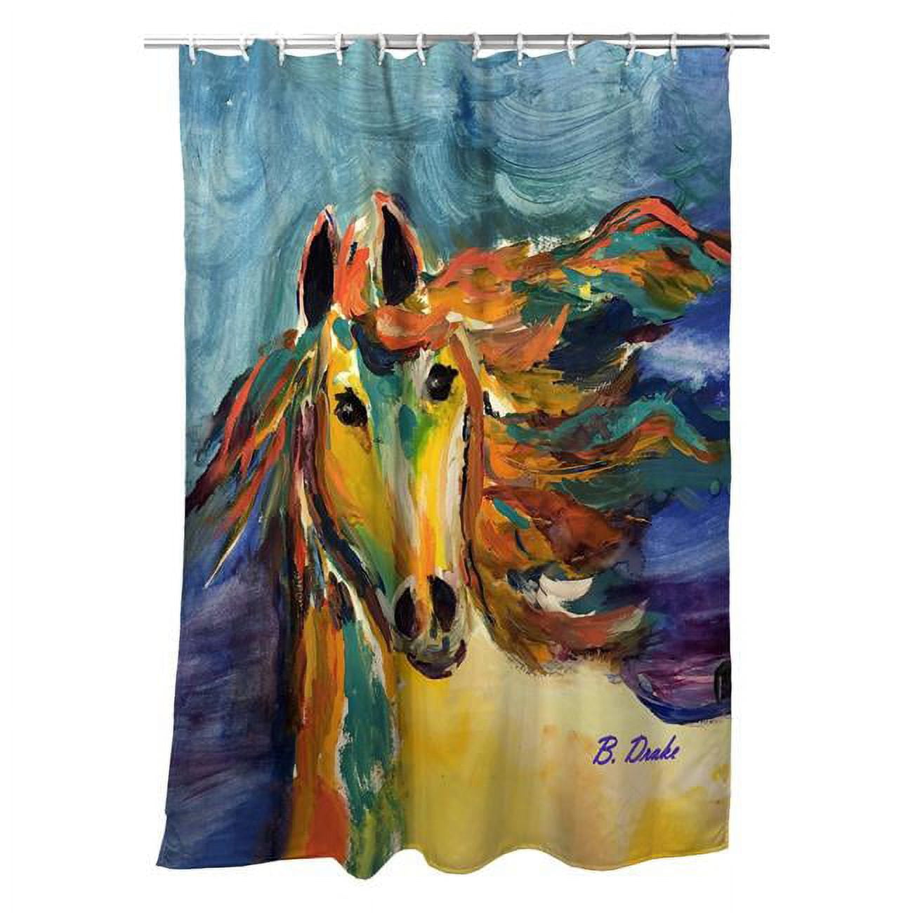 Picture of Betsydrake SH1173 71 x 74 in. Colorful Horse Shower Curtain