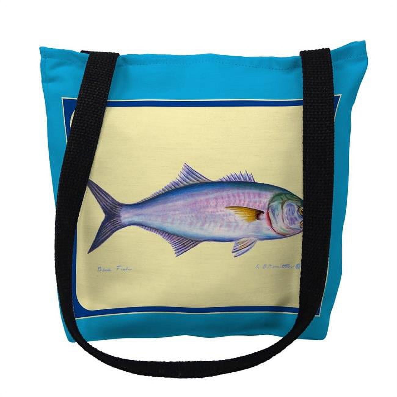 13 x 13 in. Multi Fish I Border Tote Bag - Small