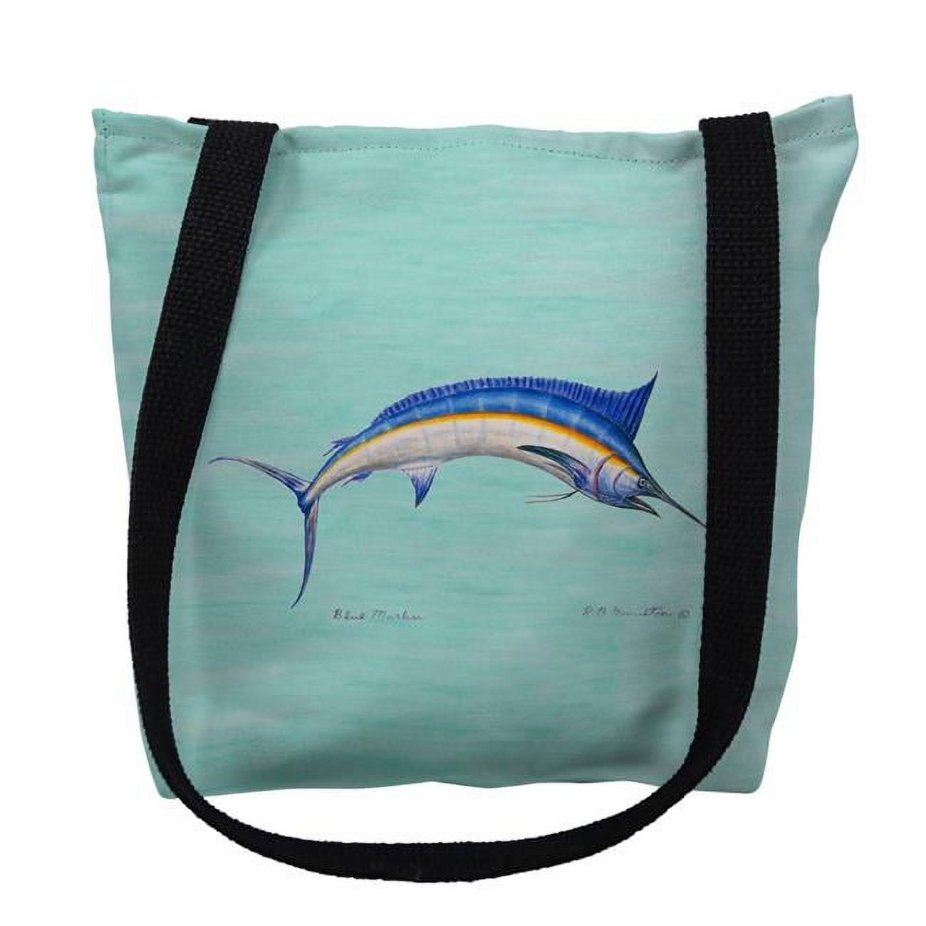 13 x 13 in. Blue Marlin - Teal Tote Bag - Small