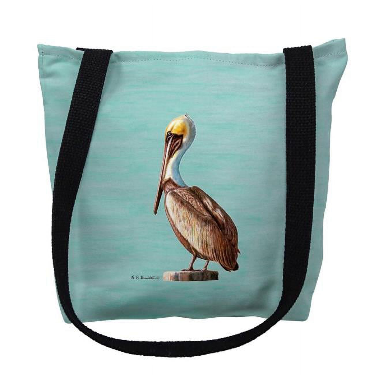 13 x 13 in. Pelican on Aqua Left Tote Bag - Small