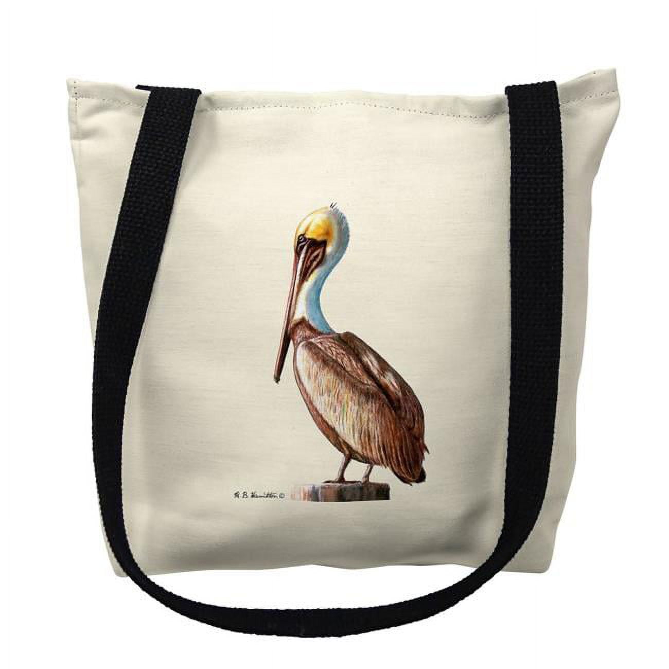 13 x 13 in. Pelican on White Tote Bag - Small