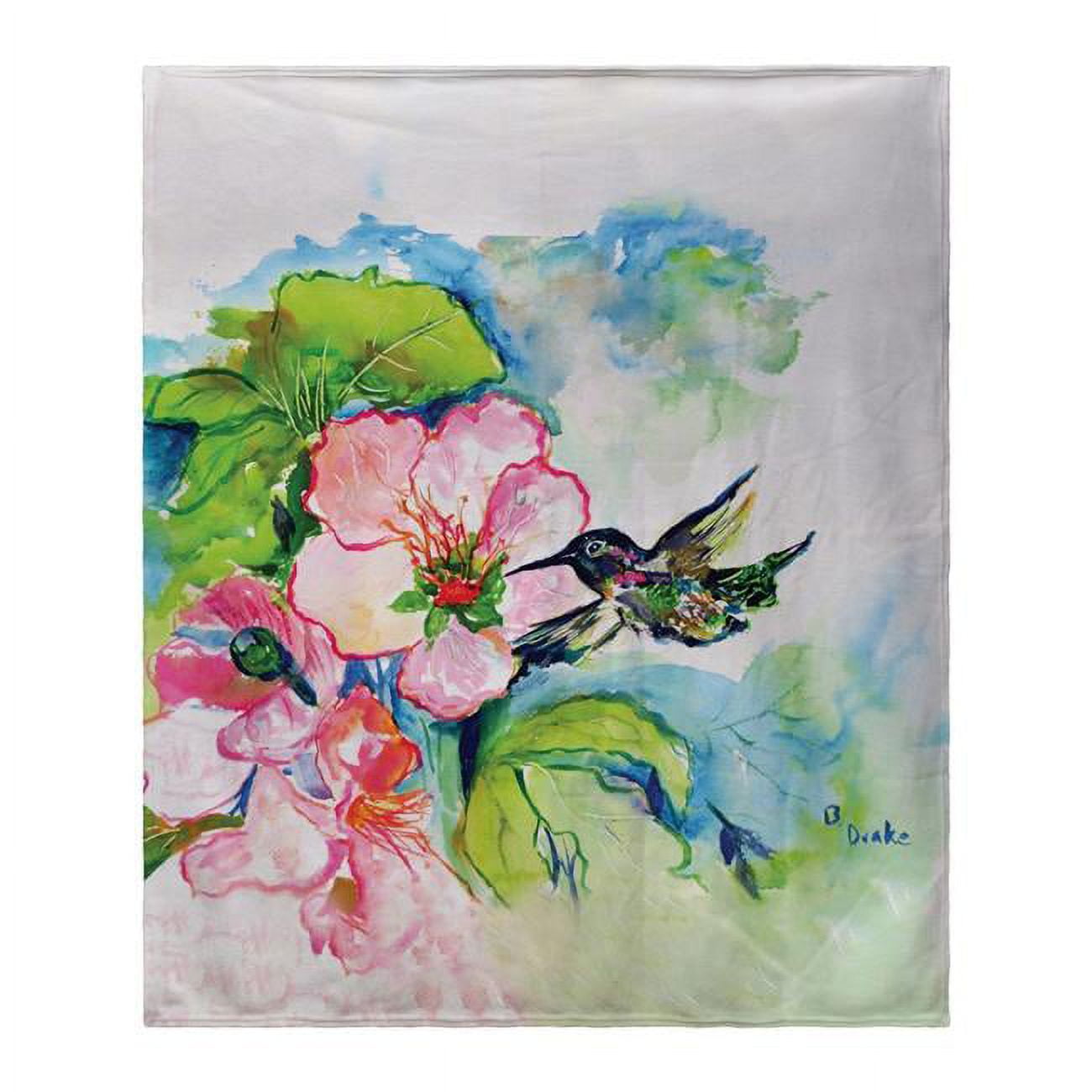 Picture of Betsydrake BK437 50 x 60 in. Hummingbird & Hibiscus Fleece Blanket