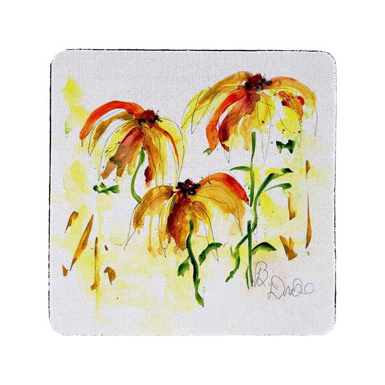 Picture of Betsy Drake CT1377 Yellow Flowers Coaster - Set of 4