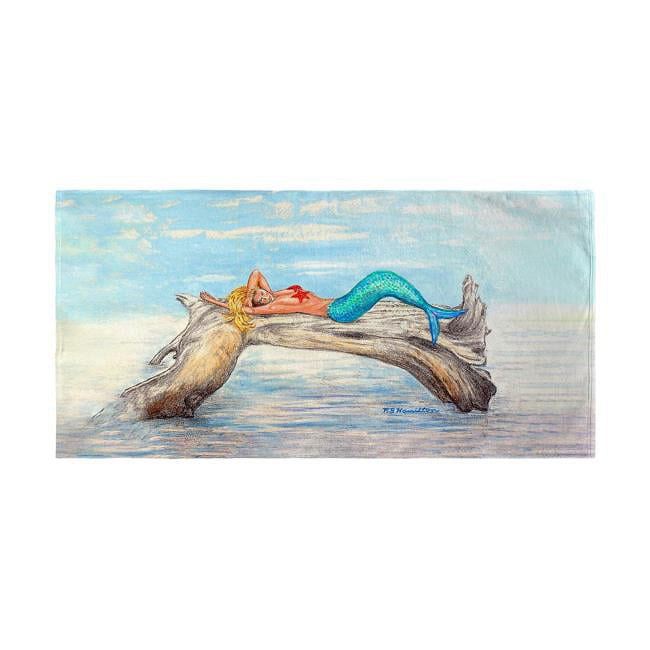 30 x 50 in. Mermaid on Log Beach Towel