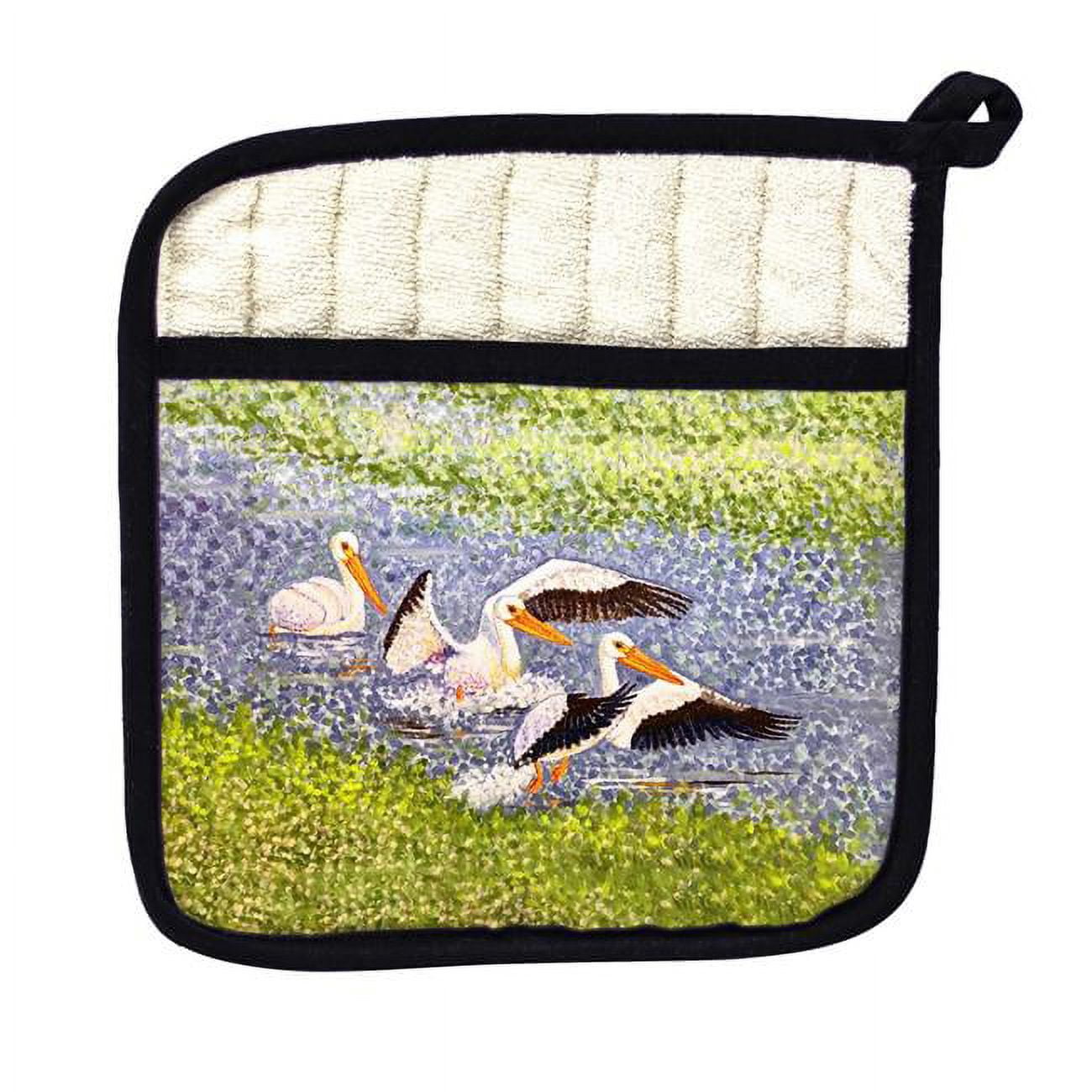 Picture of Betsy Drake PT1402 White Pelican Wings Pot Holder