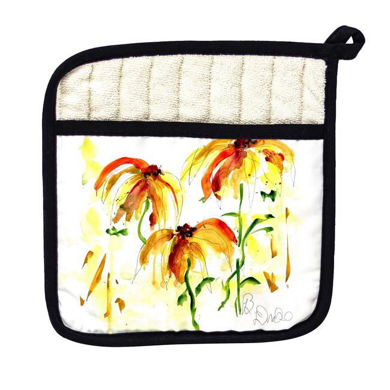 Picture of Betsy Drake PT1377 Yellow Flowers Pot Holder