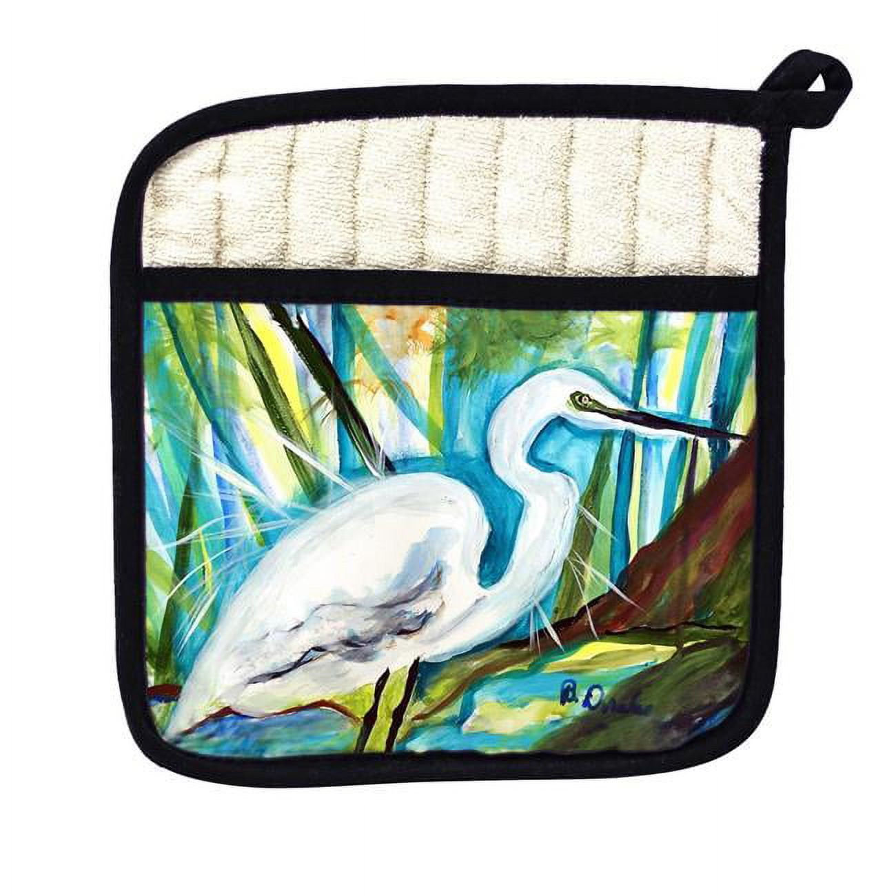 Picture of Betsy Drake PT1416 Betsys Great Egret Pot Holder