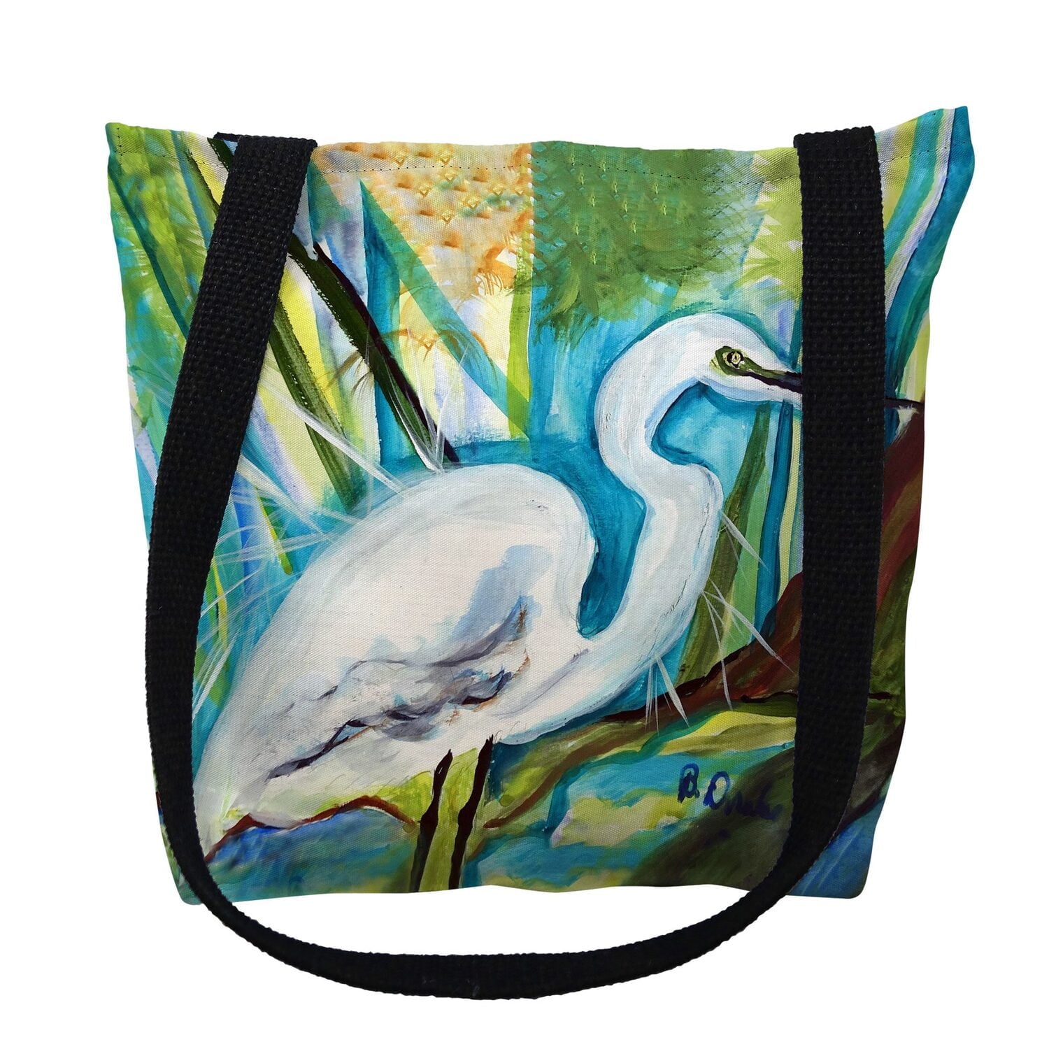 13 x 13 in. Betsys Great Egret Tote Bag - Small