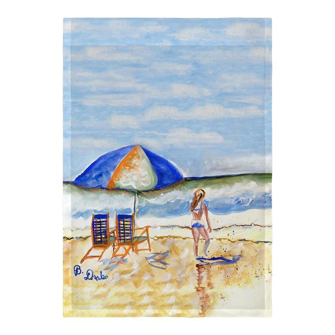 12.5 x 18 in. Beach Chairs & Girl Flag