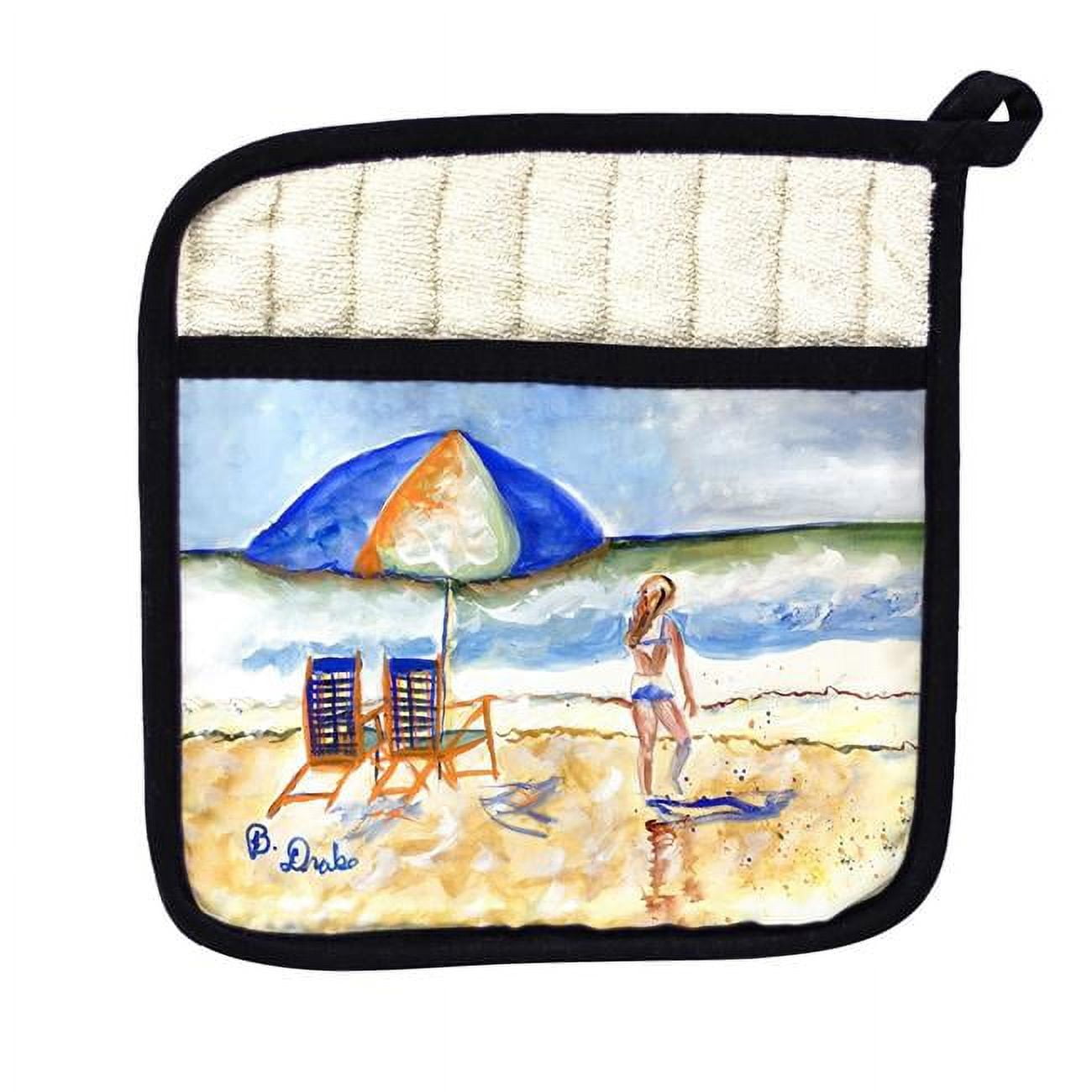 Picture of Betsy Drake PT1421 Beach Chairs & Girl Pot Holder