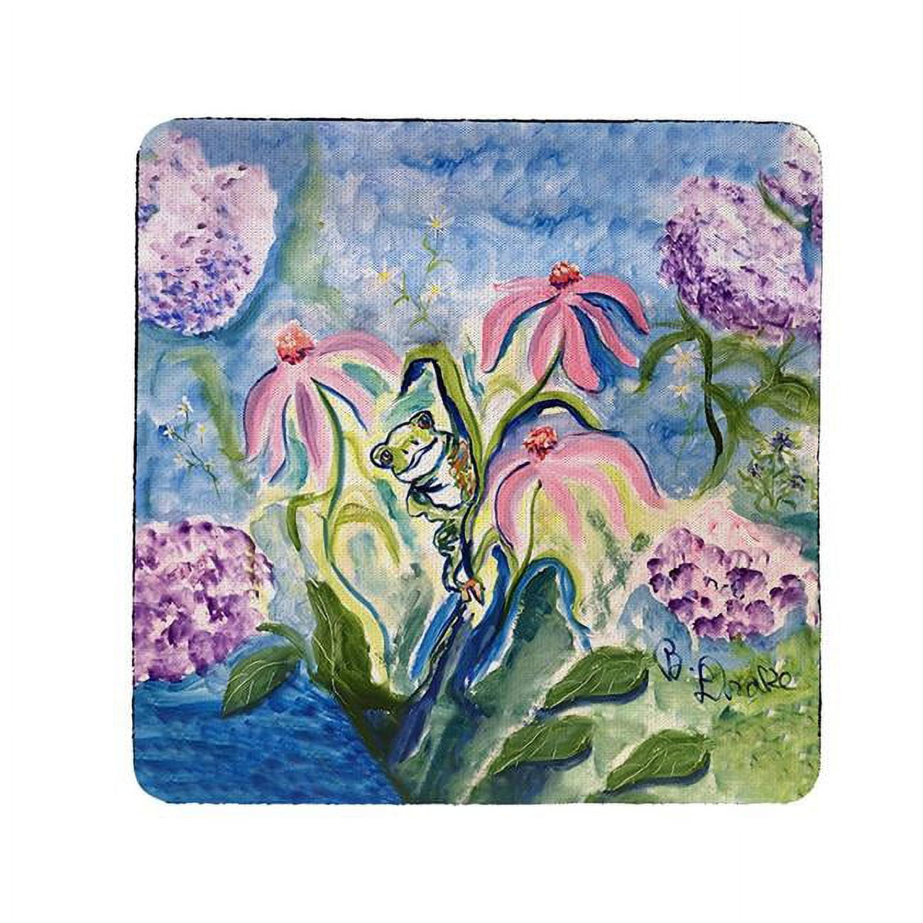 Picture of Betsy Drake CT1424 Frog & Pink Flowers Coaster - Set of 4