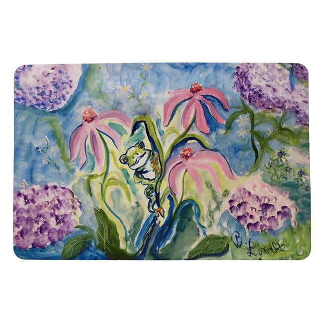 18 x 26 in. Frog & Pink Flowers Door Mat