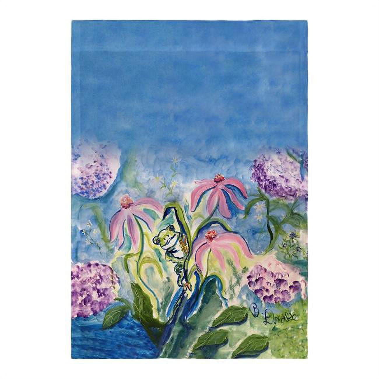 12.5 x 18 in. Frog & Pink Flowers Flag