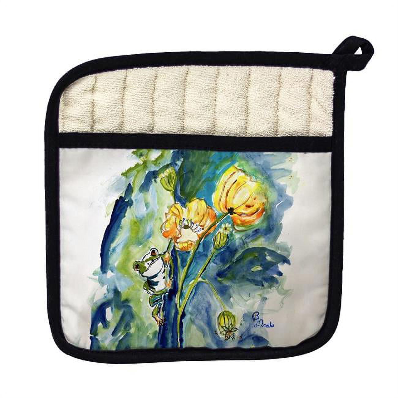 Picture of Betsy Drake PT1340 Frog & Flower Pot Holder