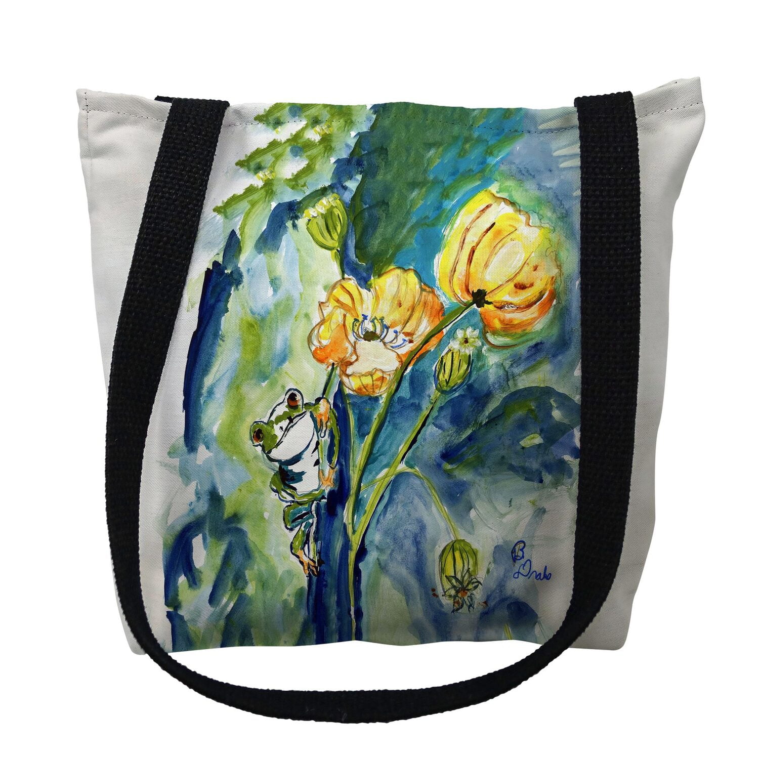 18 x 18 in. Frog & Flower Tote Bag - Large