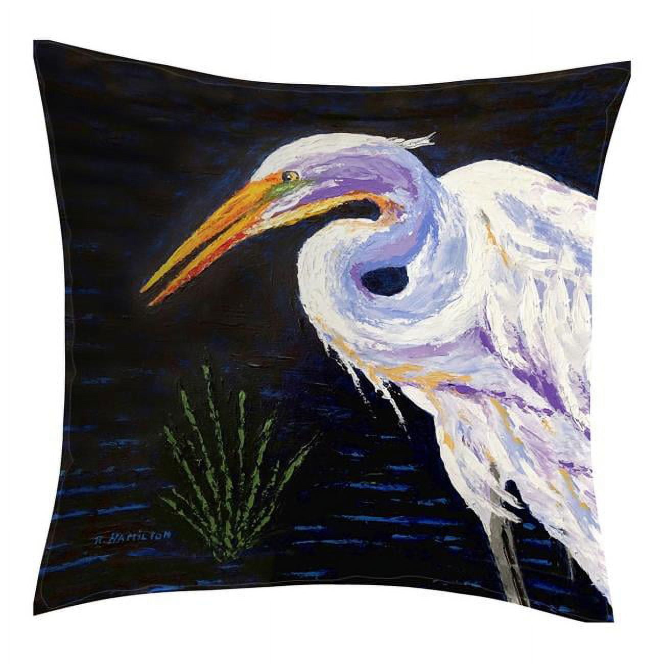18 x 18 in. Palette Great Egret No Cord Pillow