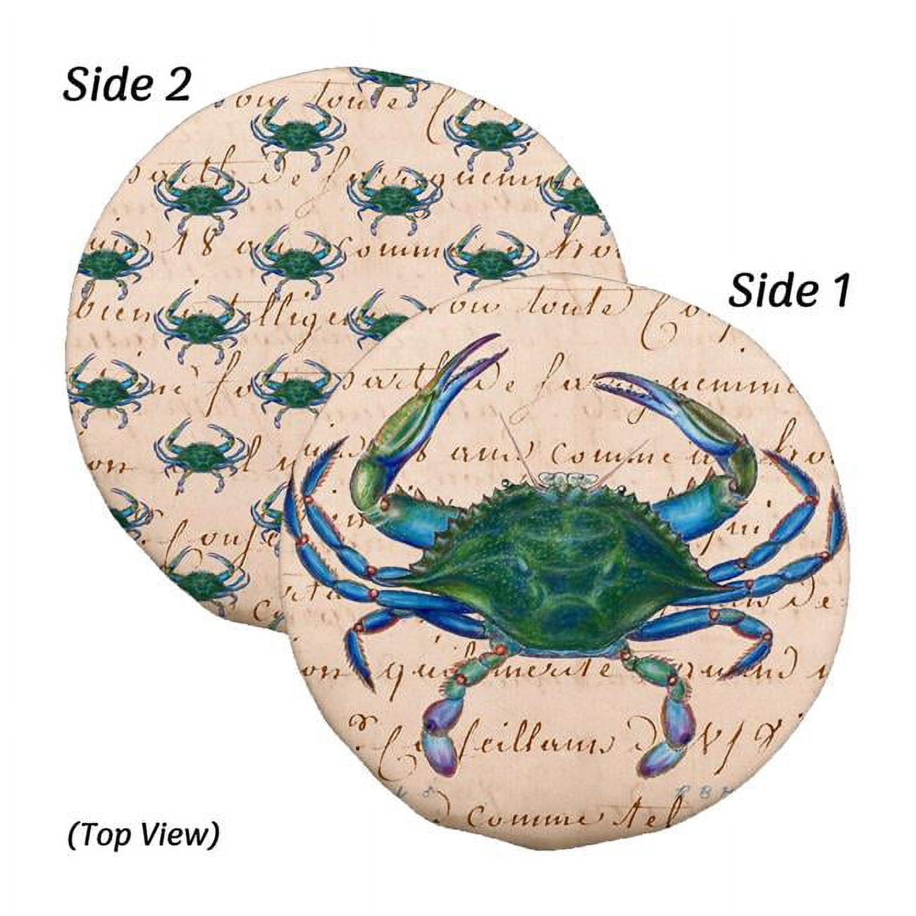 Picture of Betsy Drake BC005B 10 in. Male Blue Crab & Beige Script Reversible Bowl Cover