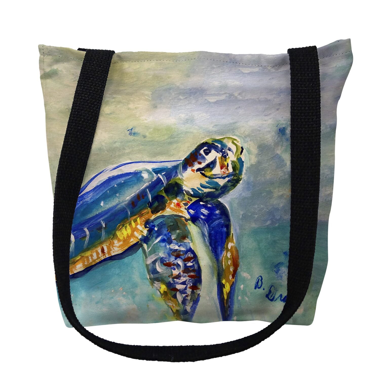 16 x 16 in. Happy Sea Turtle Tote Bag - Medium