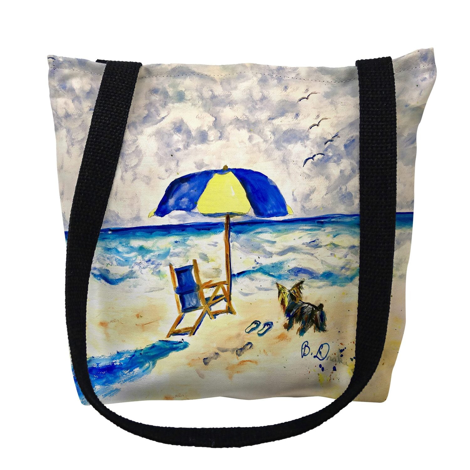 16 x 16 in. Beach Chair & Yorkie Tote Bag - Medium