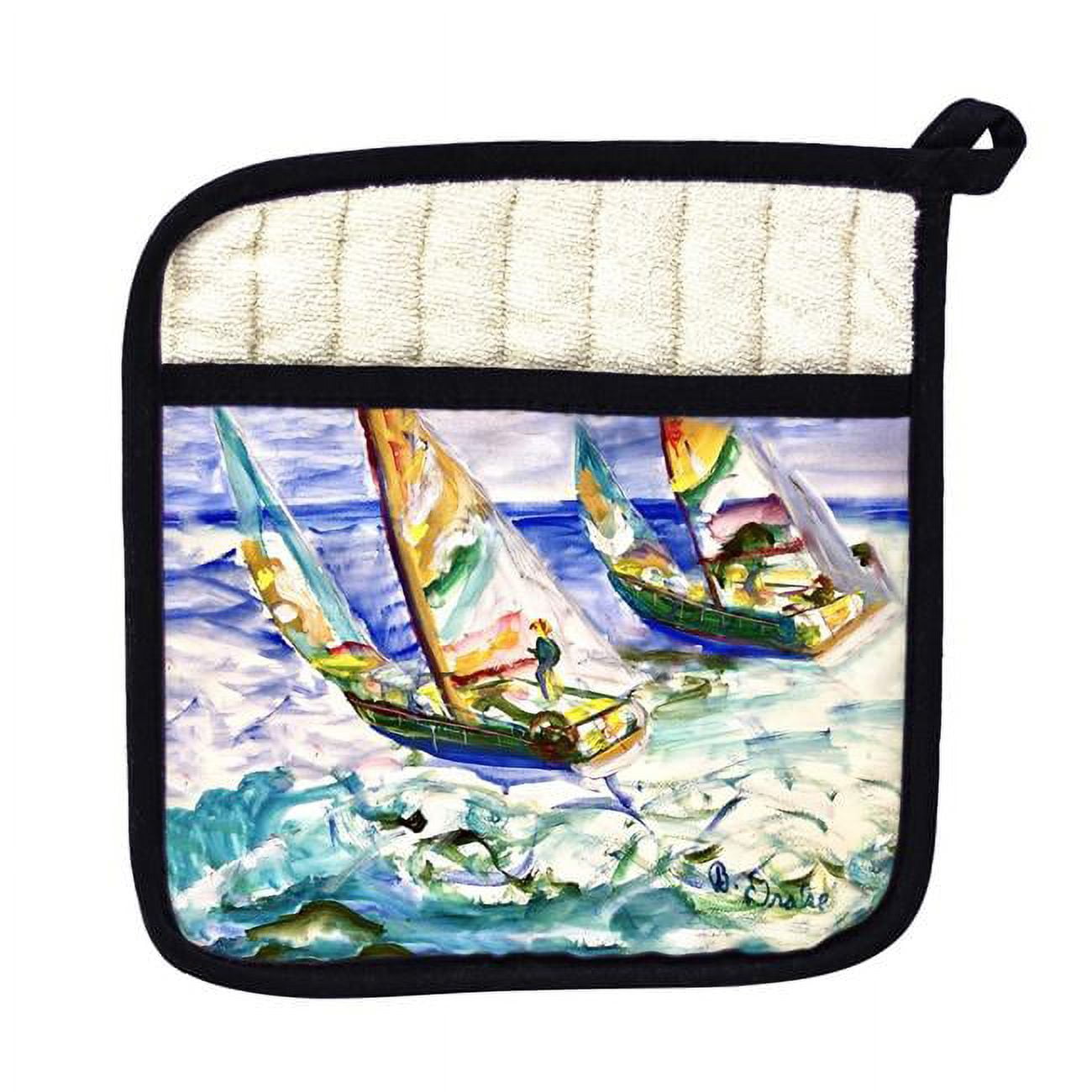 Picture of Betsy Drake PT1444 Sailboats Tacking Pot Holder