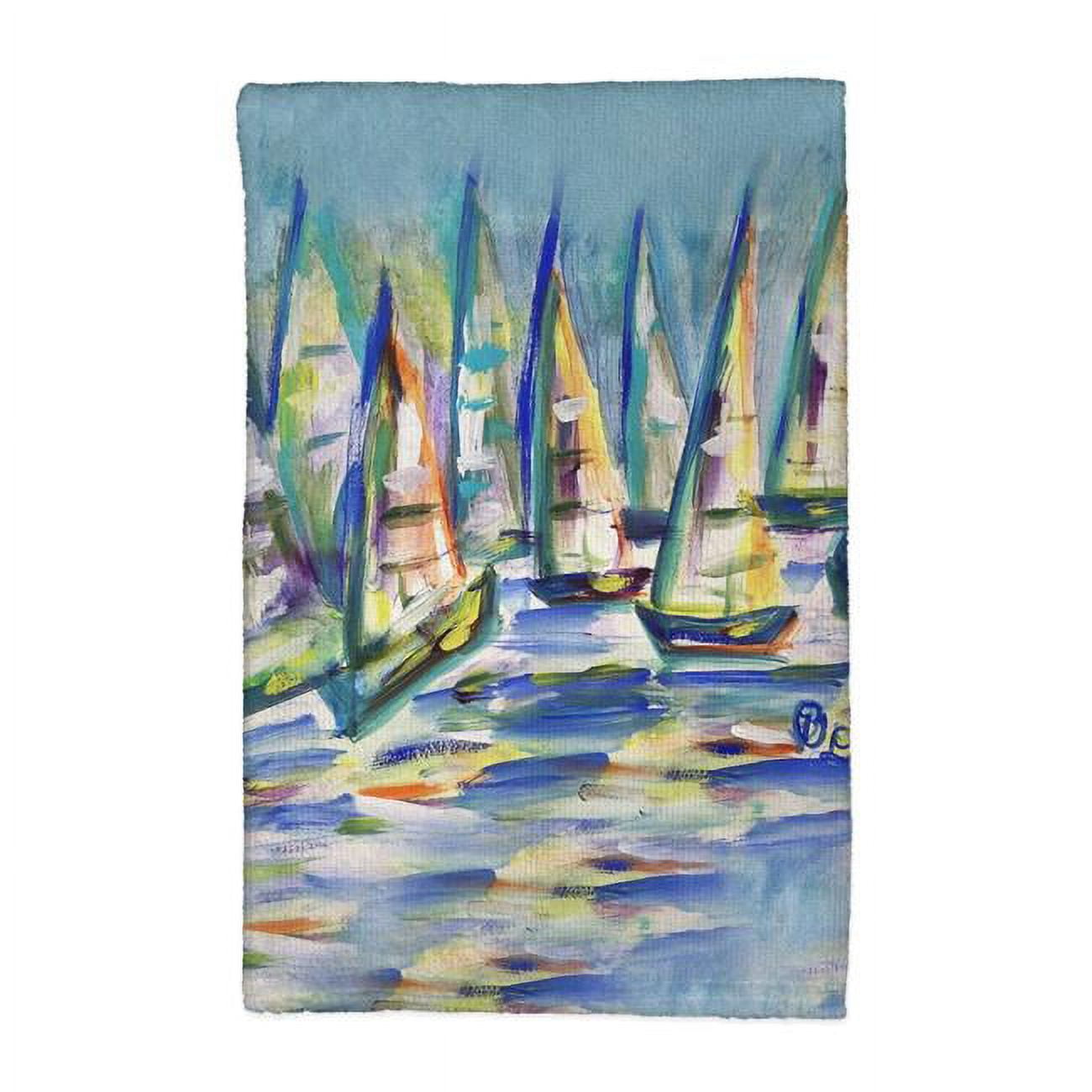 Picture of Betsy Drake KT1372 16 x 25 in. Many Sailboats Kitchen Towel