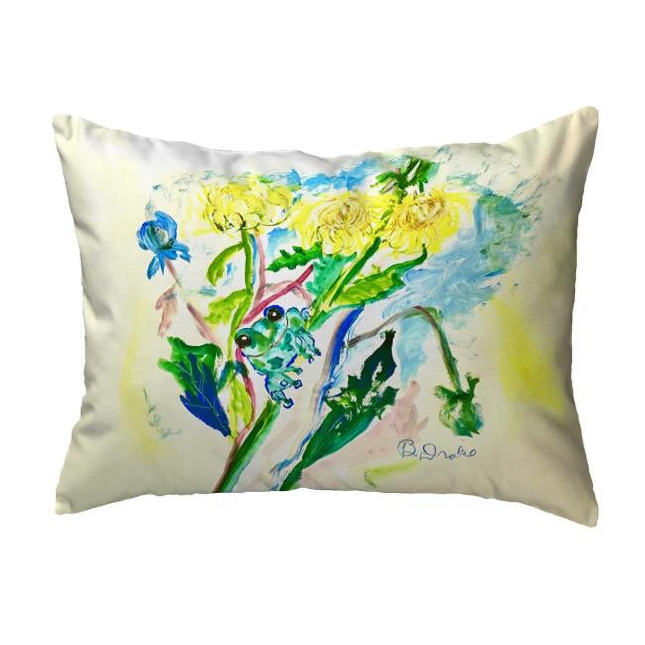 11 x 14 in. Frog & Flowers Non-Corded Pillow - Small