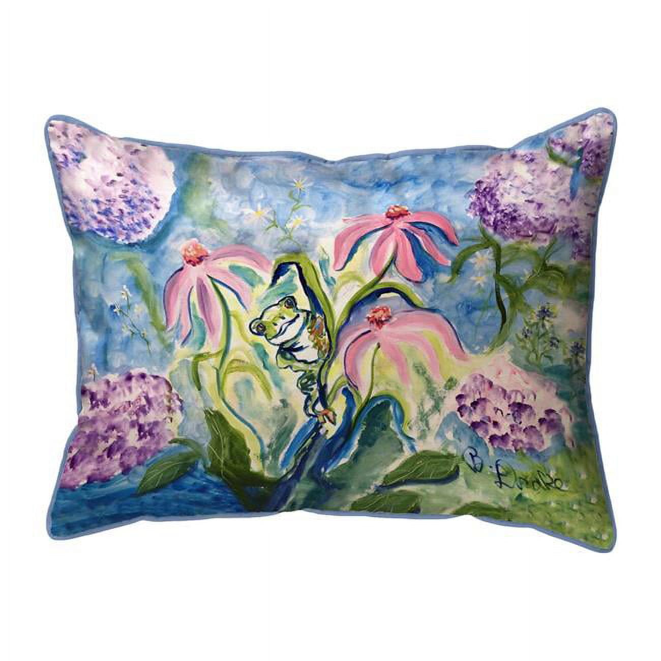 ZP1424 20 x 24 in. Frog & Pink Flowers Extra Large Zippered Pillow