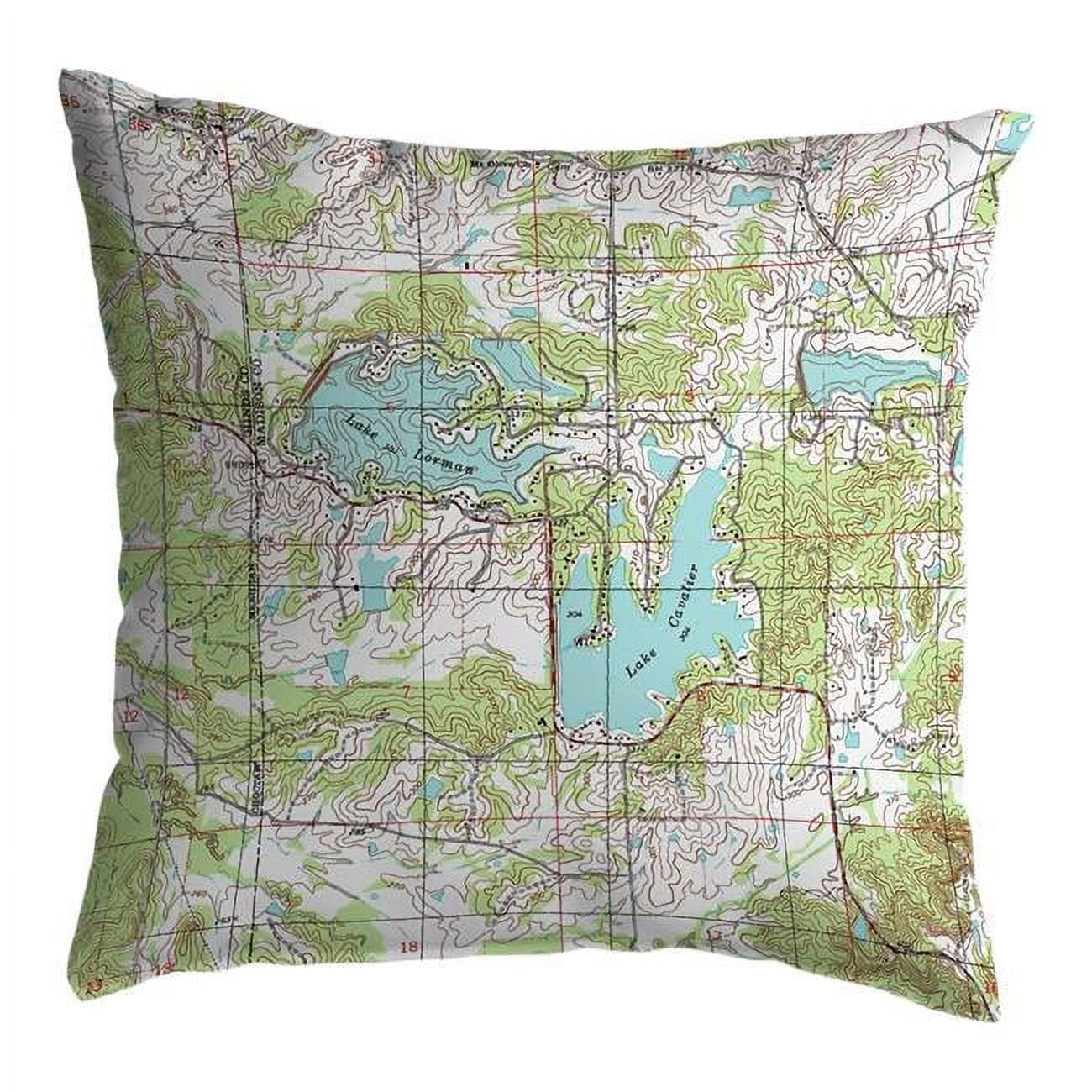 18 x 18 in. Lake Cavalier & Lake Norman, MS Nautical Map No Cord Pillow
