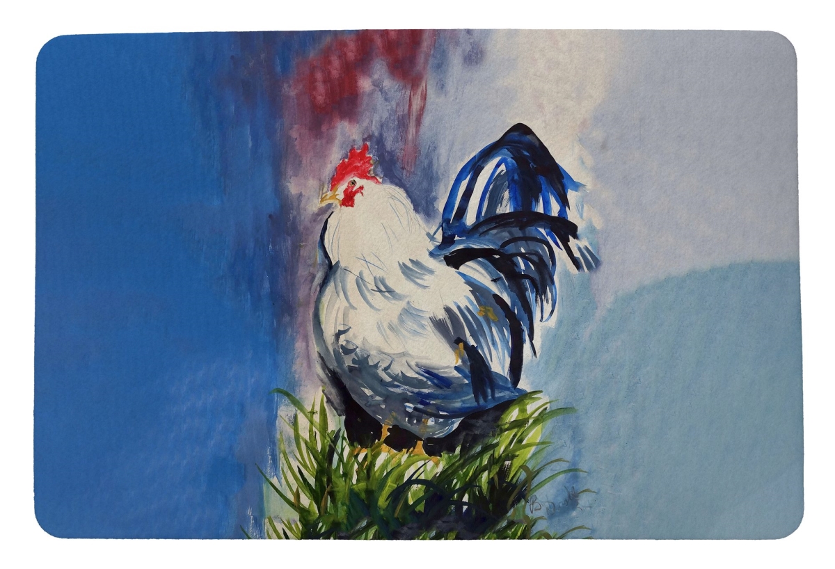 DM1330 Blue & White Rooster Door Mat - 18 x 26 in.