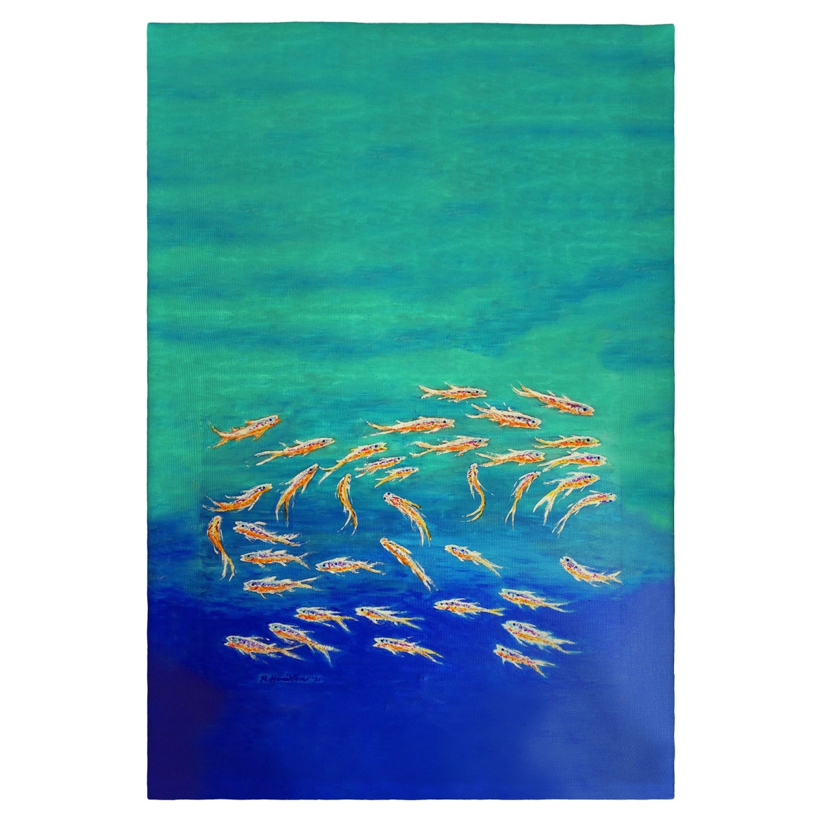 GT1323 Schooling Fish Guest Towel - 20 x 20 in.